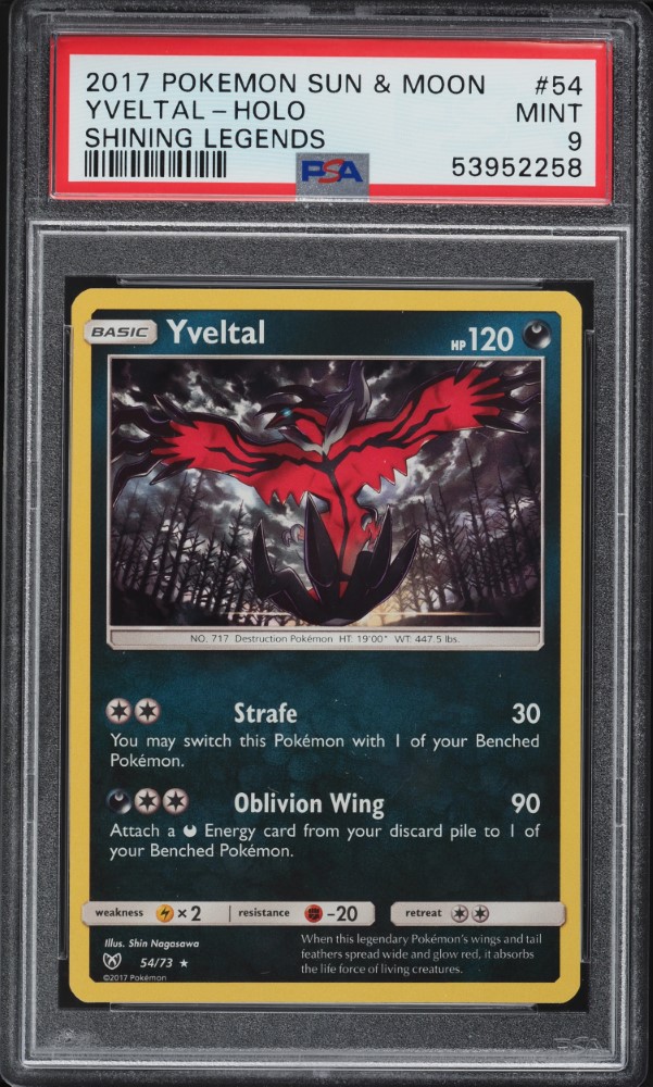 2017 Pokemon Sun & Moon Shining Legends Holo Yveltal #54 PSA 9 MINT - Main Image