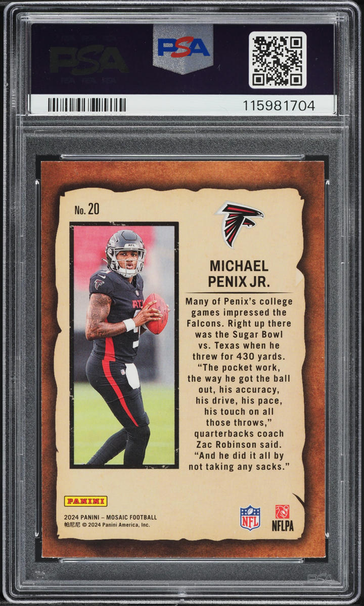2024 Panini Mosaic Notoriety Michael Penix Jr. ROOKIE #20 PSA 9 MINT