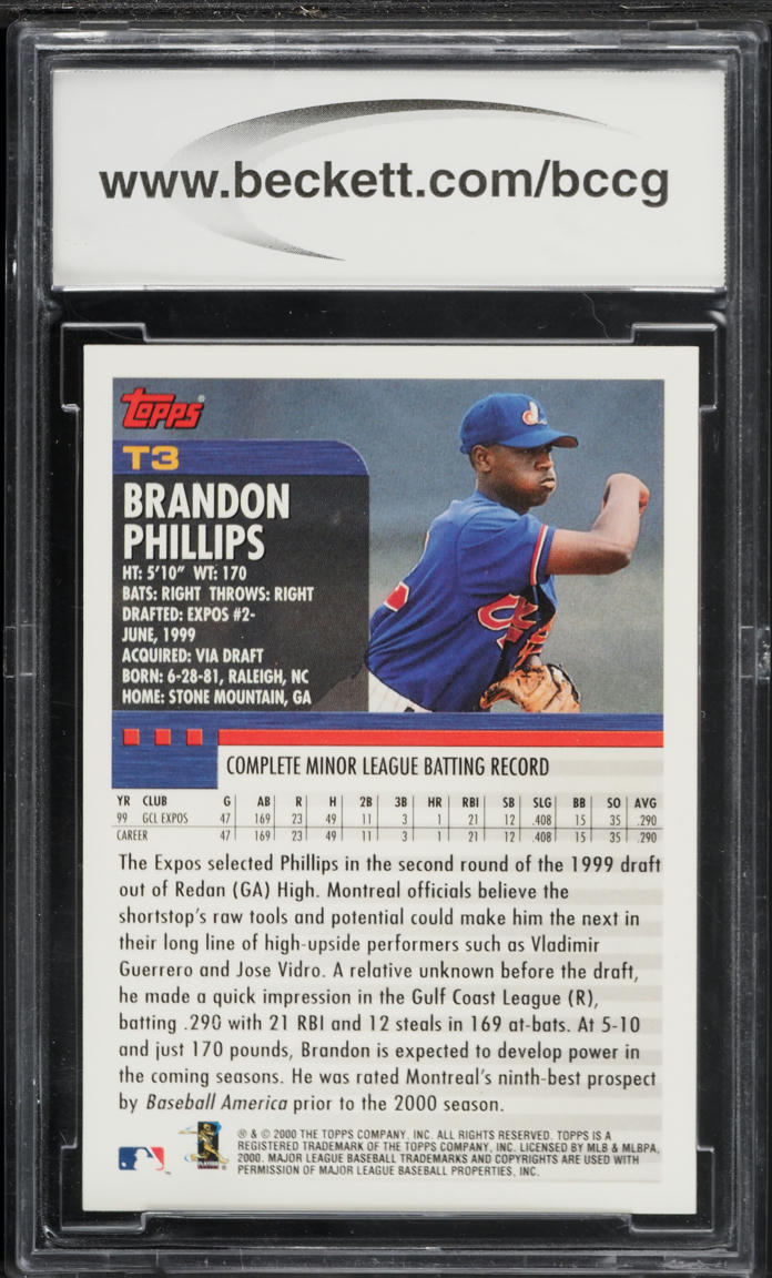 2000 Topps Traded Brandon Phillips ROOKIE #T3 BCCG 10 on Fanatics Collect