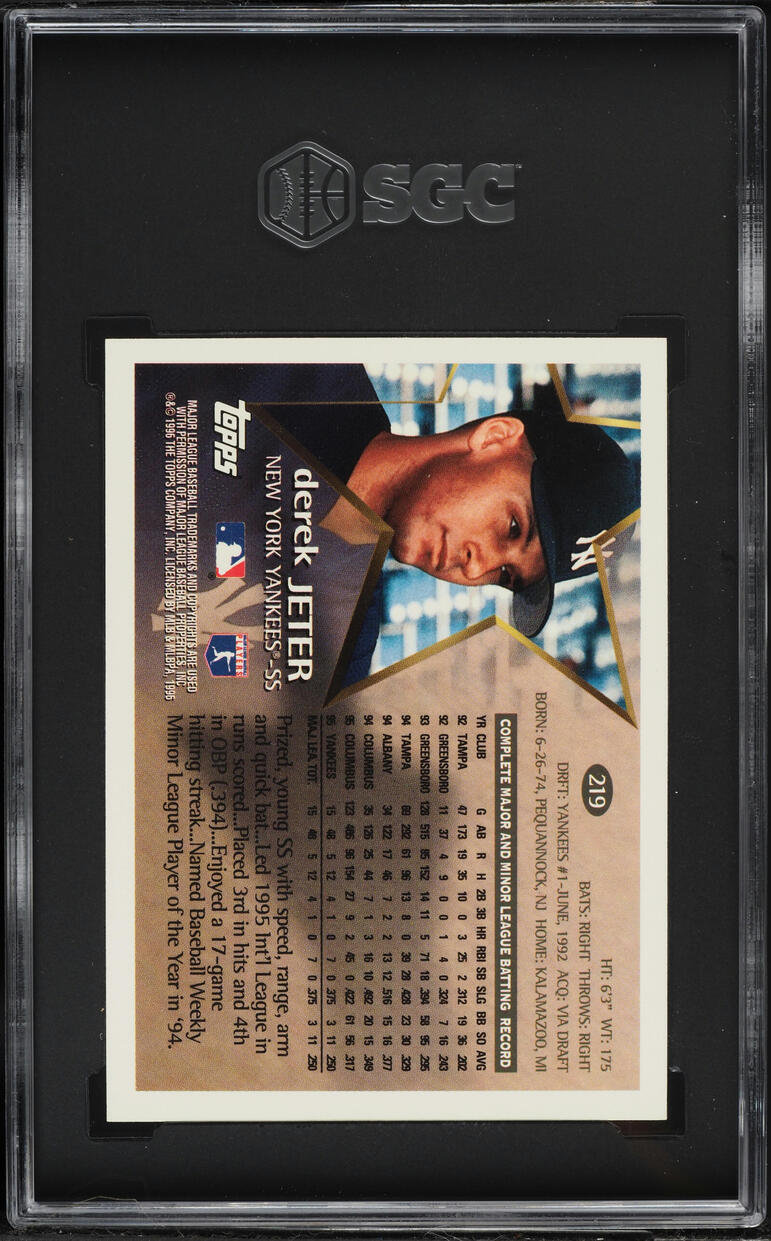 1996 Topps Derek Jeter ROOKIE #219 SGC 9 MINT