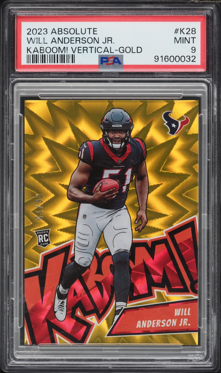 2023 Absolute Kaboom! Vertical Gold Will Anderson Jr. ROOKIE /10 #K28 PSA 9 MINT