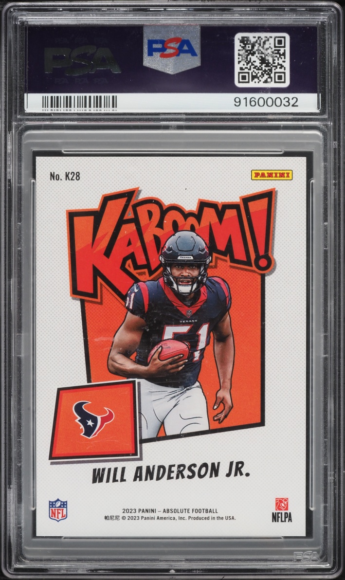2023 Absolute Kaboom! Vertical Gold Will Anderson Jr. ROOKIE /10 #K28 PSA 9 MINT
