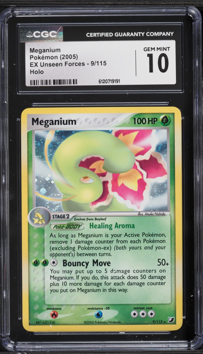2005 Pokemon EX Unseen Forces Holo Meganium #9 CGC 10 GEM MINT