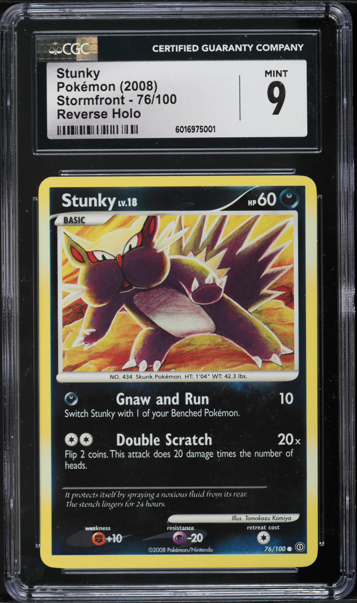 2008 Pokemon Diamond & Pearl Stormfront Reverse Holo Stunky #76 CGC 9 MINT