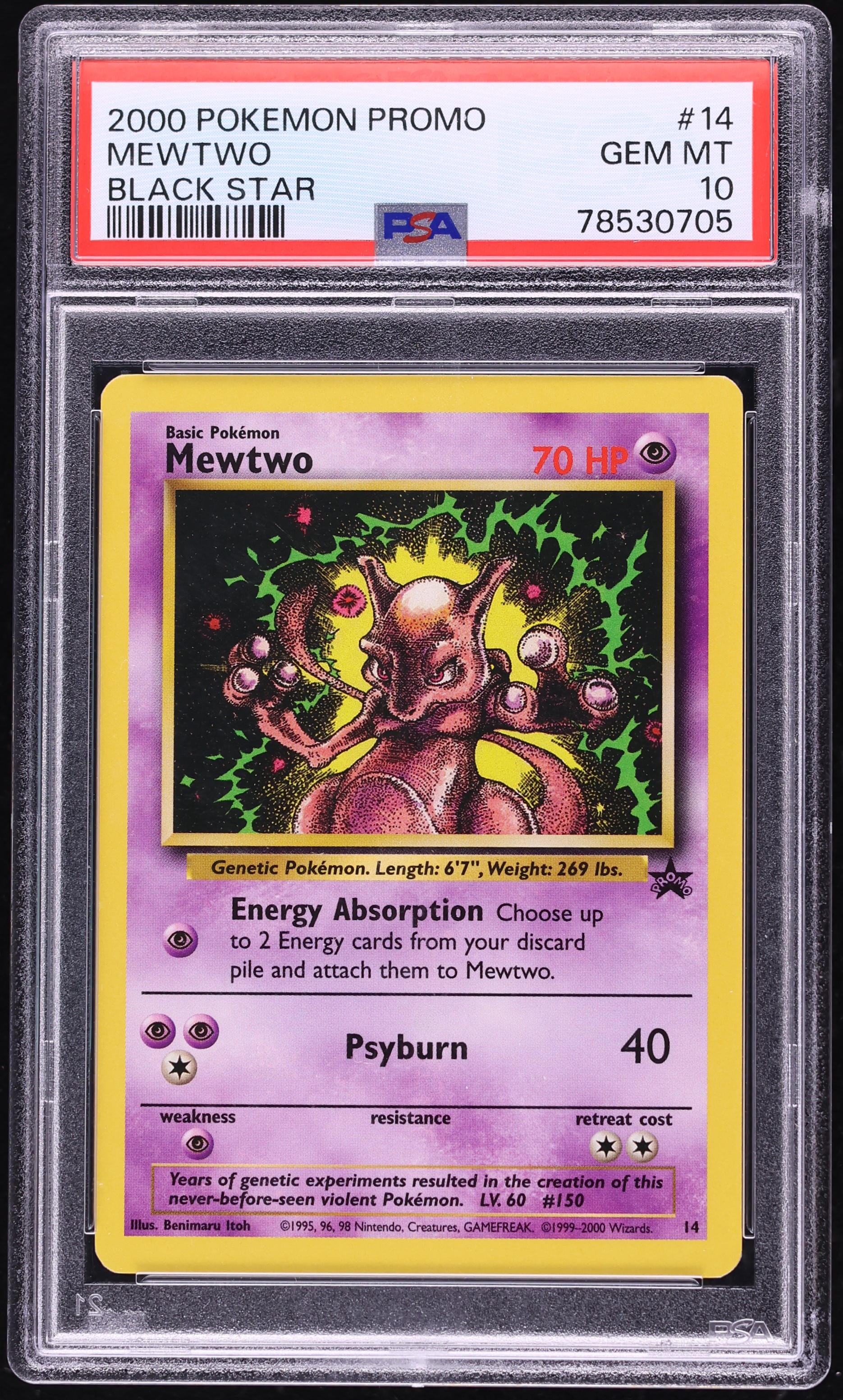 2000 Pokemon Black Star Promo Mewtwo Strikes Back Mewtwo #14 PSA 10 GEM MINT