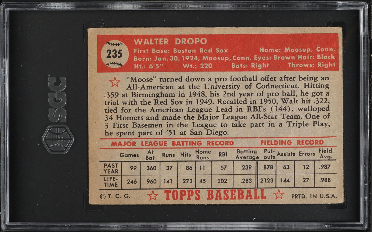 1952 Topps Walt Dropo #235 SGC 2 GD
