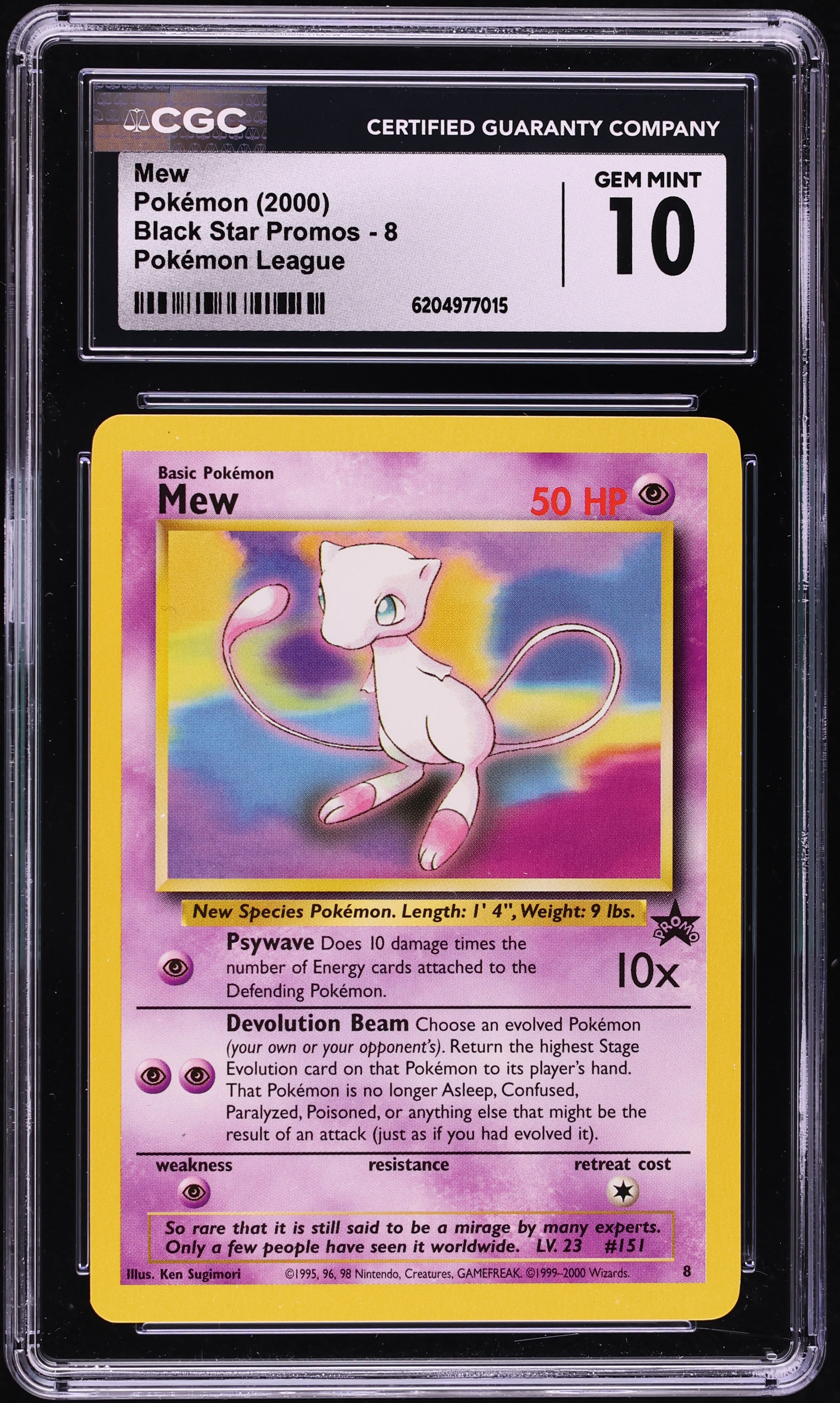 2000 Pokemon League Black Star Promo Mew #8 CGC 10 GEM MINT