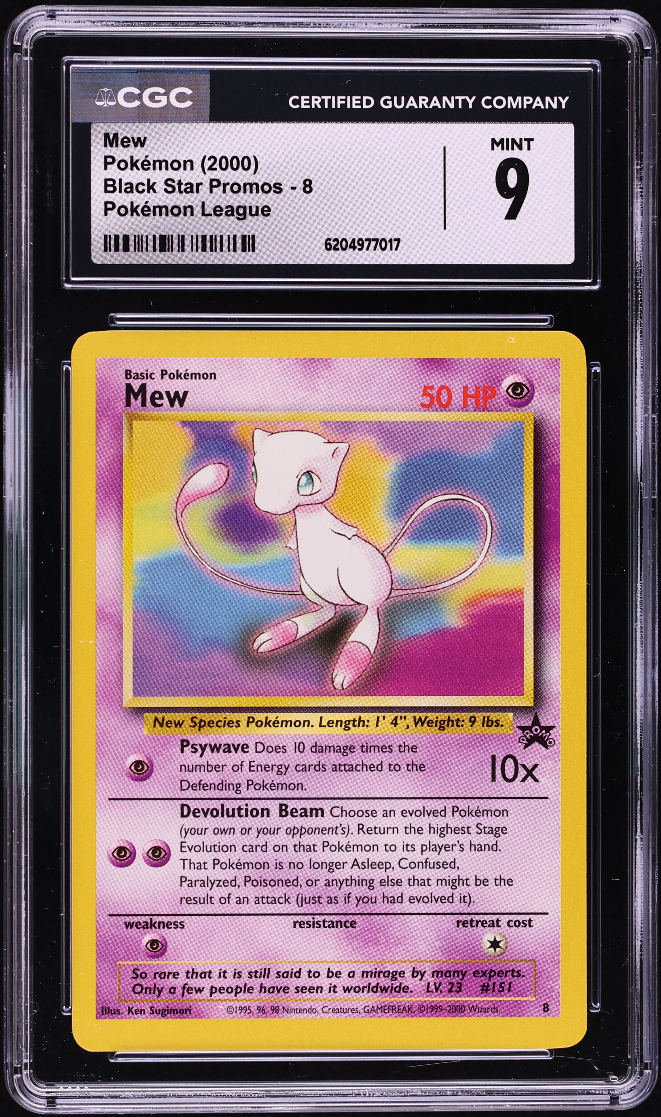 2000 Pokemon League Black Star Promo Mew #8 CGC 9 MINT