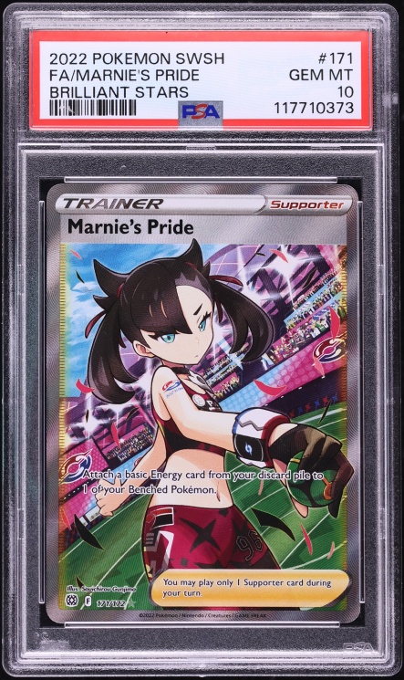 2022 Pokemon Sword & Shield Brilliant Stars Full Art Marnie's Pride #171 PSA 10 GEM MINT