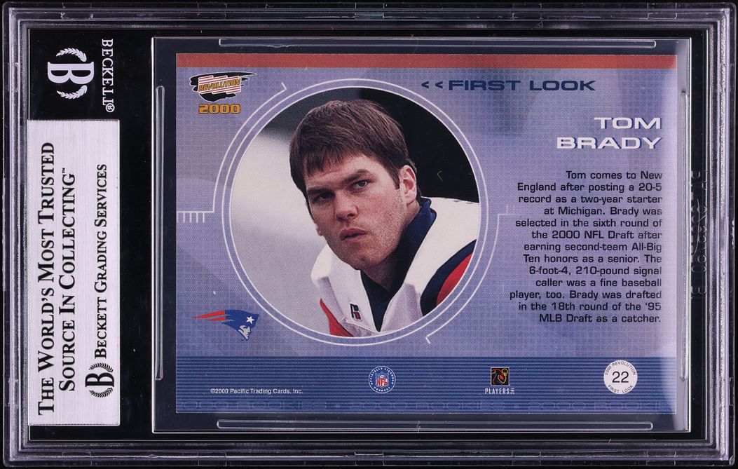 2000 Revolution First Look Super Bowl XXXV Tom Brady ROOKIE JERSEY # 12/20 #22 BGS 8.5 NM-MT+ - Photo 2