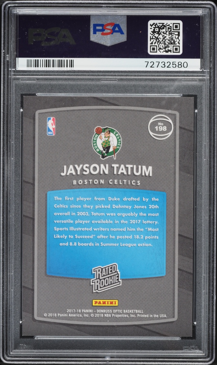 2017 Donruss Optic Shock Jayson Tatum ROOKIE #198 PSA 10 GEM MINT