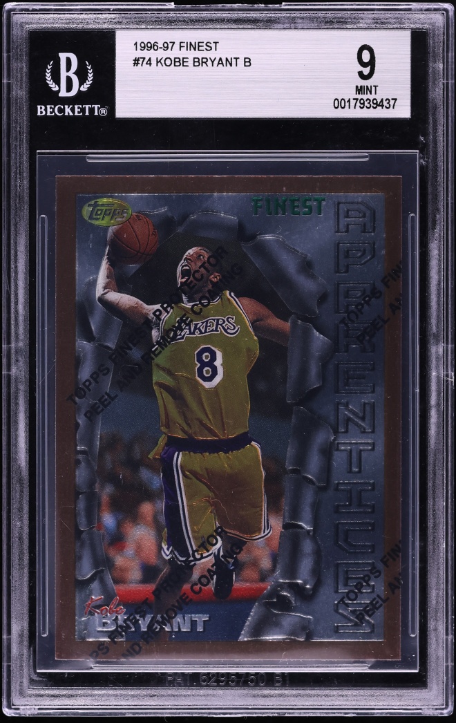 1996 Finest Basketball w/ Coating Kobe Bryant ROOKIE #74 BGS 9 MINT