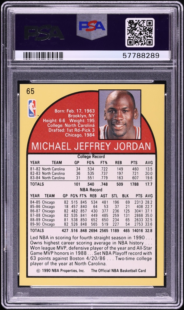 1990 Hoops Michael Jordan #65 PSA 8 NM-MT