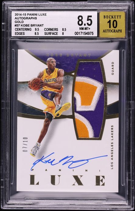 2014 Panini Luxe Gold Kobe Bryant PATCH AUTO /10 #M-KB BGS 8.5 NM-MT+ - Photo 1