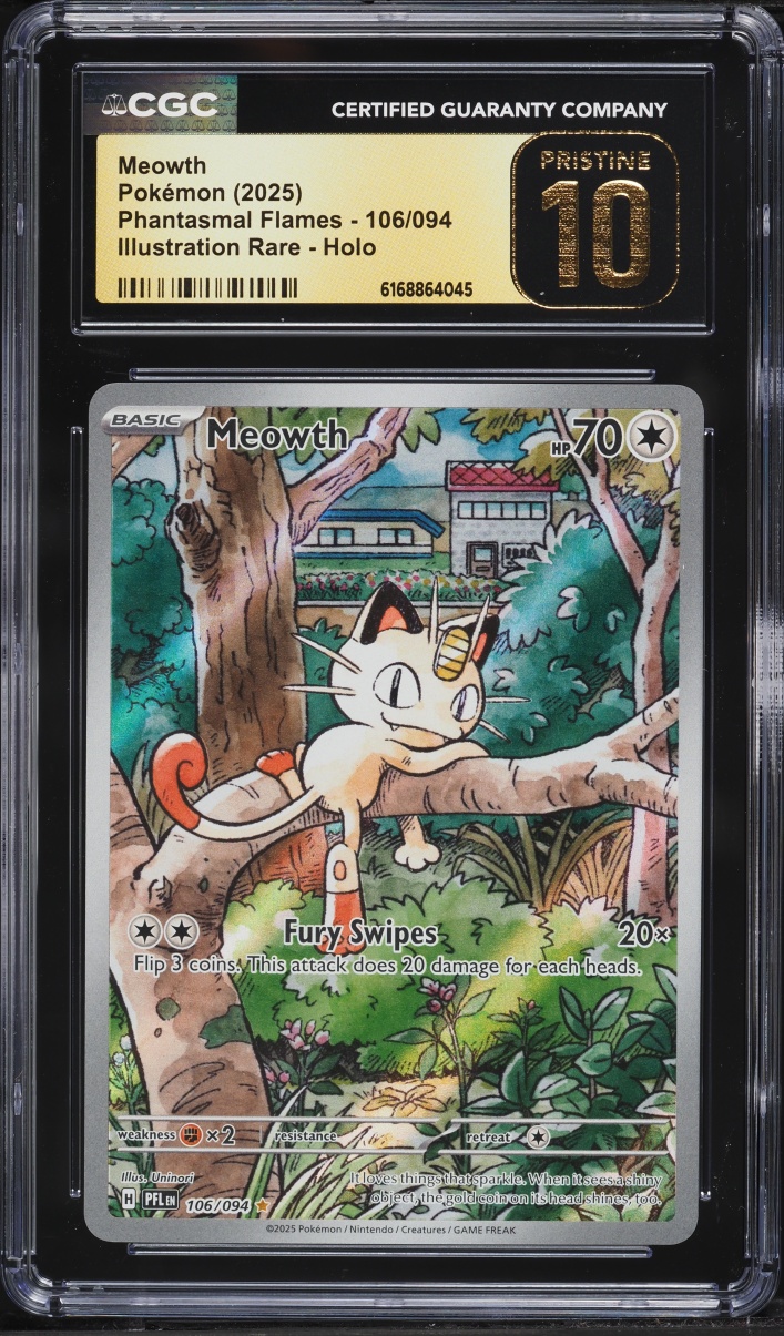 2025 Pokemon Mega Evolution Phantasmal Flames IR Holo Meowth #106 CGC 10 PRISTINE