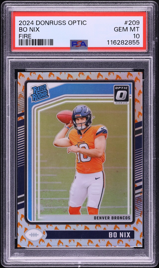 2024 Donruss Optic Fire Bo Nix ROOKIE #209 PSA 10 GEM MINT