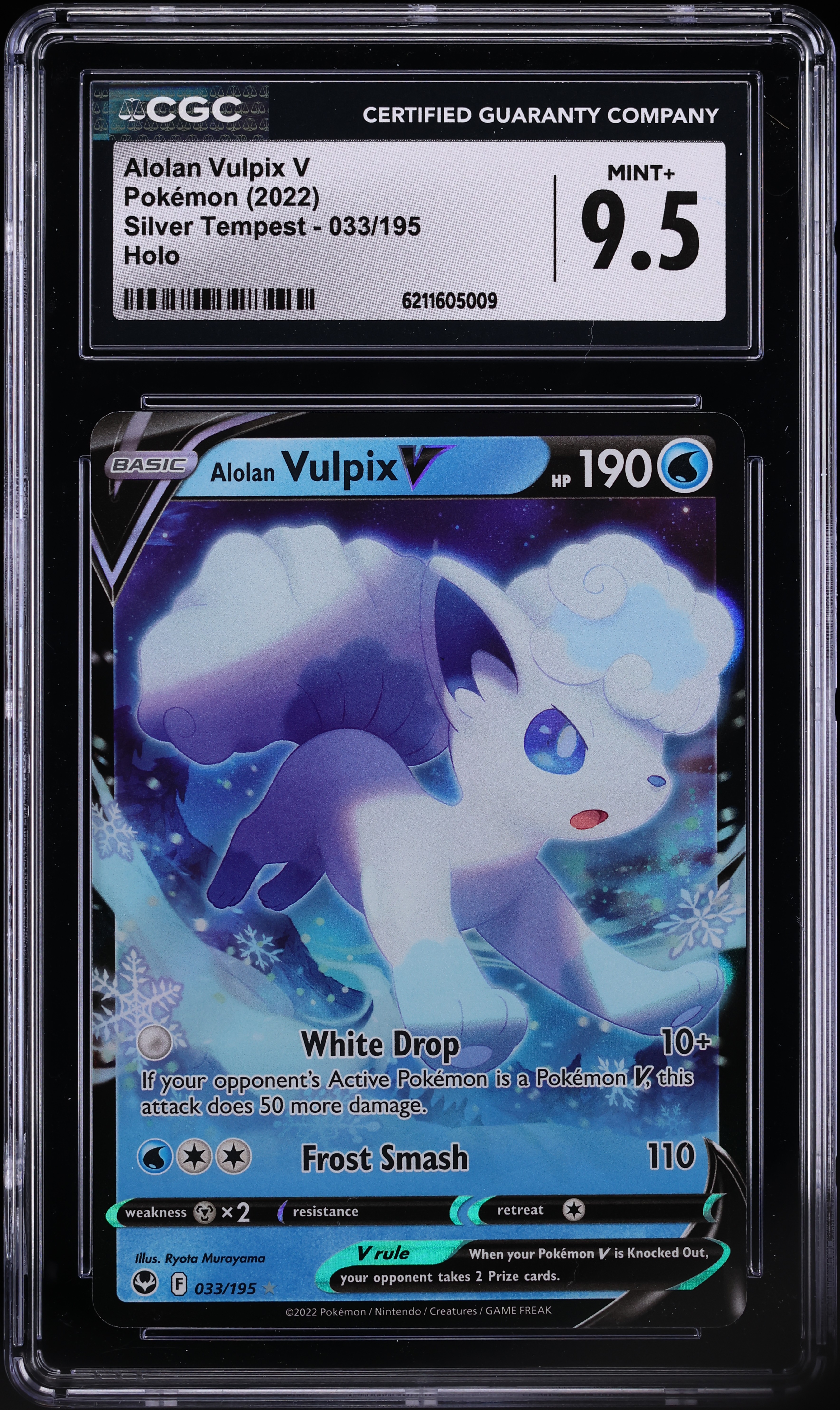 2022 Pokemon Sword & Shield Silver Tempest Holo Alolan Vulpix V #33 CGC 9.5 MINT+