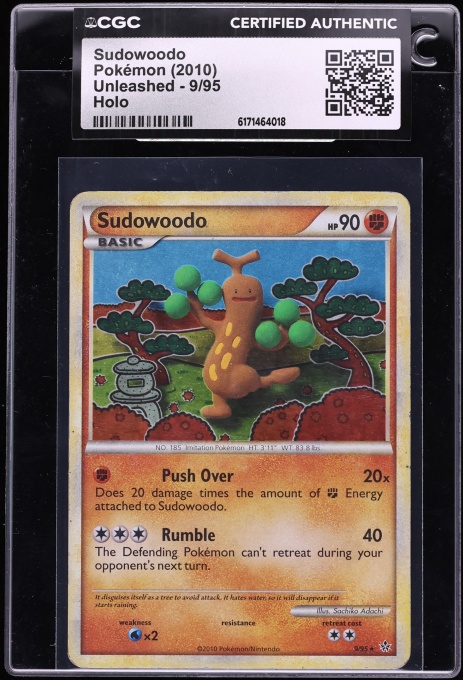 2010 Pokemon HeartGold & SoulSilver Unleashed Holo Sudowoodo #9 CGC AUTH