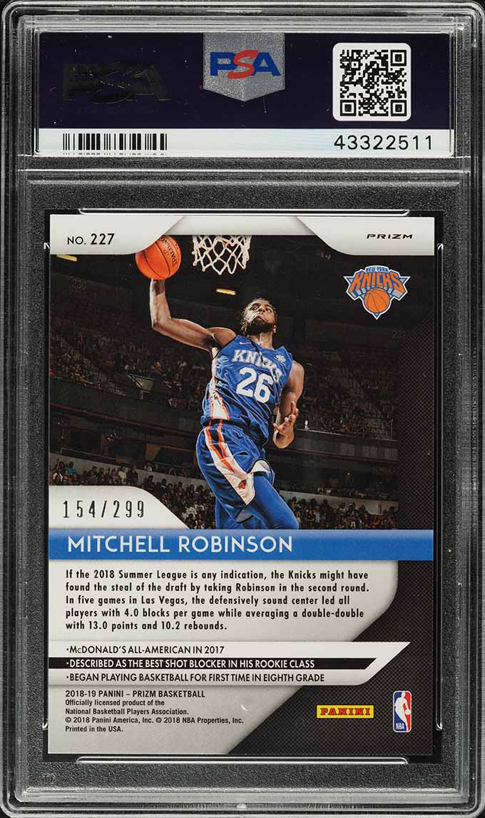 2018 Panini Prizm Red Mitchell Robinson ROOKIE /299 #227 PSA 10 GEM MINT