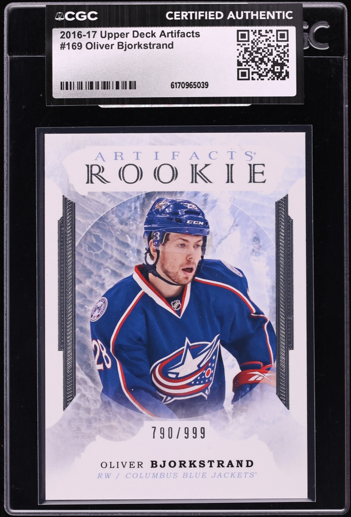 2016 Upper Deck Artifacts Oliver Bjorkstrand ROOKIE /999 #169 CGC AUTH