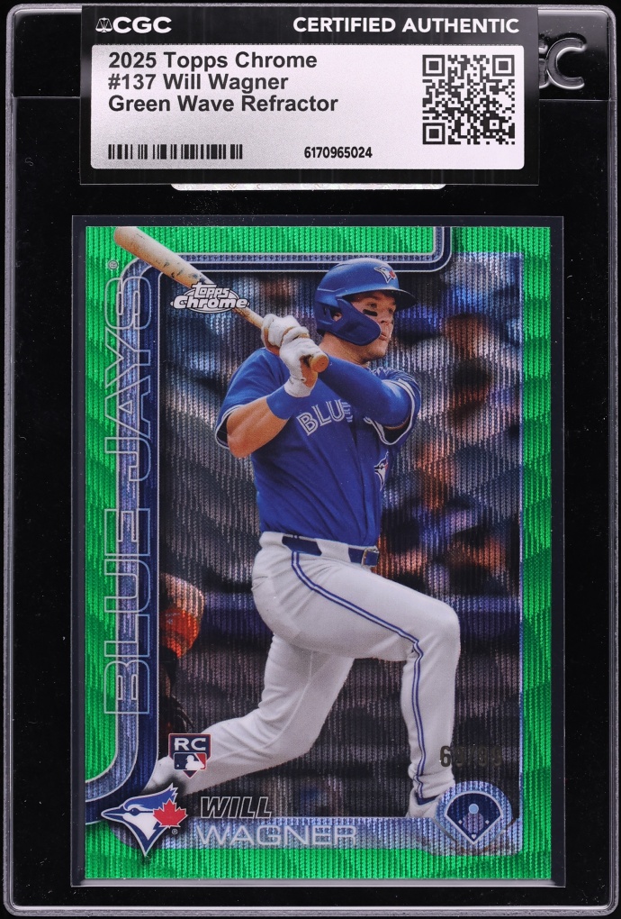2025 Topps Chrome Green Wave Refractor Will Wagner ROOKIE /99 #137 CGC AUTH