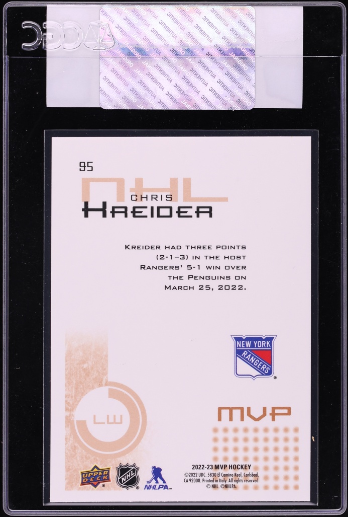 2023 Upper Deck MVP Chris Kreider #95 CGC AUTH