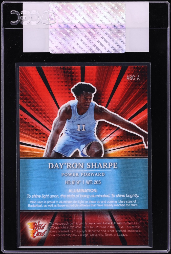 2021 Wild Card Alumination Retail Red Crystal Holo-Lux Day'Ron Sharpe RC AUTO /50 CGC AUTH