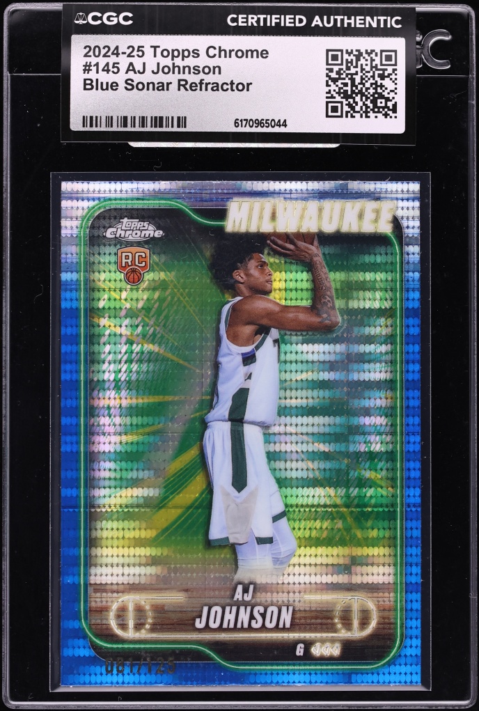 2024 Topps Chrome Blue Sonar Refractor AJ Johnson ROOKIE /125 #145 CGC AUTH