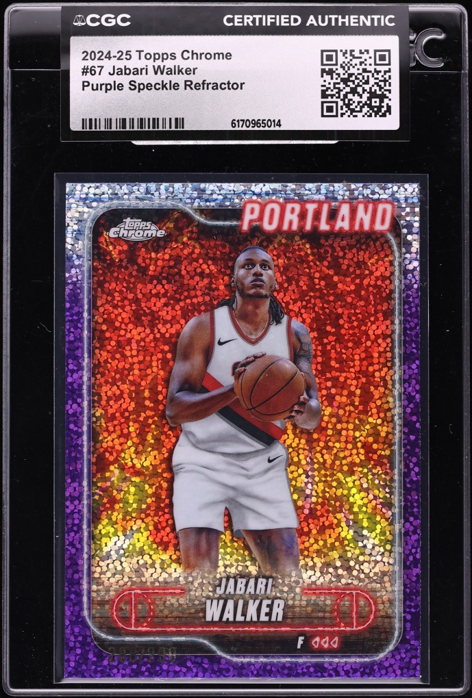 2024 Topps Chrome Purple Speckle Refractor Jabari Walker /299 #67 CGC AUTH