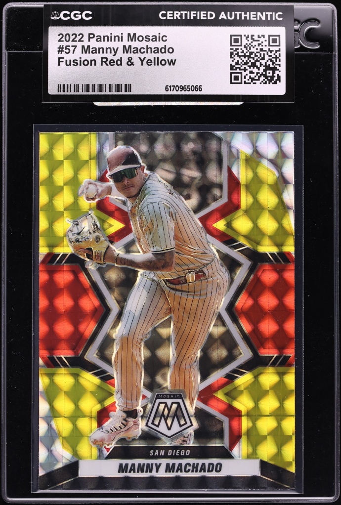2022 Panini Mosaic Fusion Red & Yellow Manny Machado #57 CGC AUTH