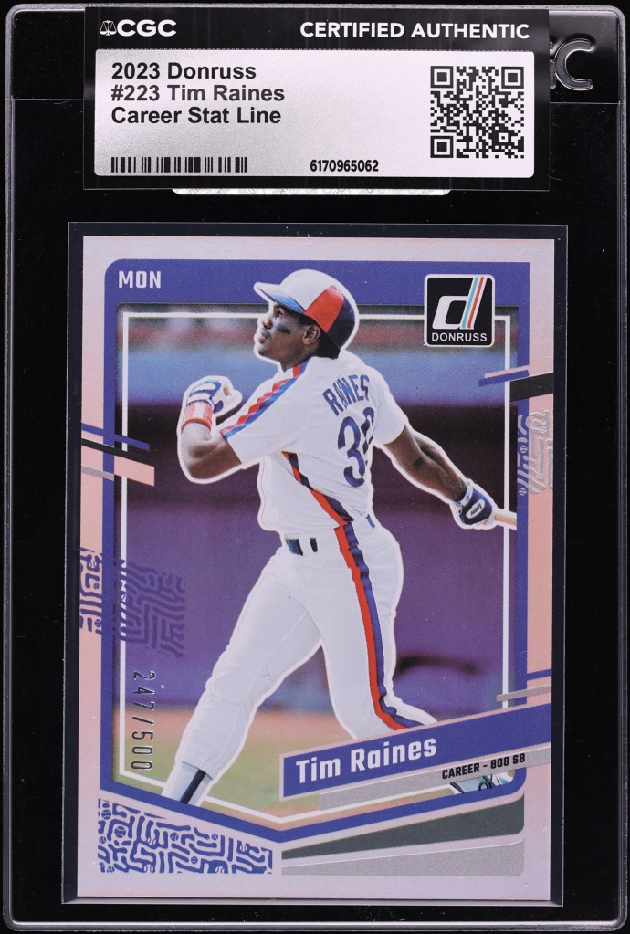 2023 Donruss Career Stat Line Tim Raines /500 #223 CGC AUTH