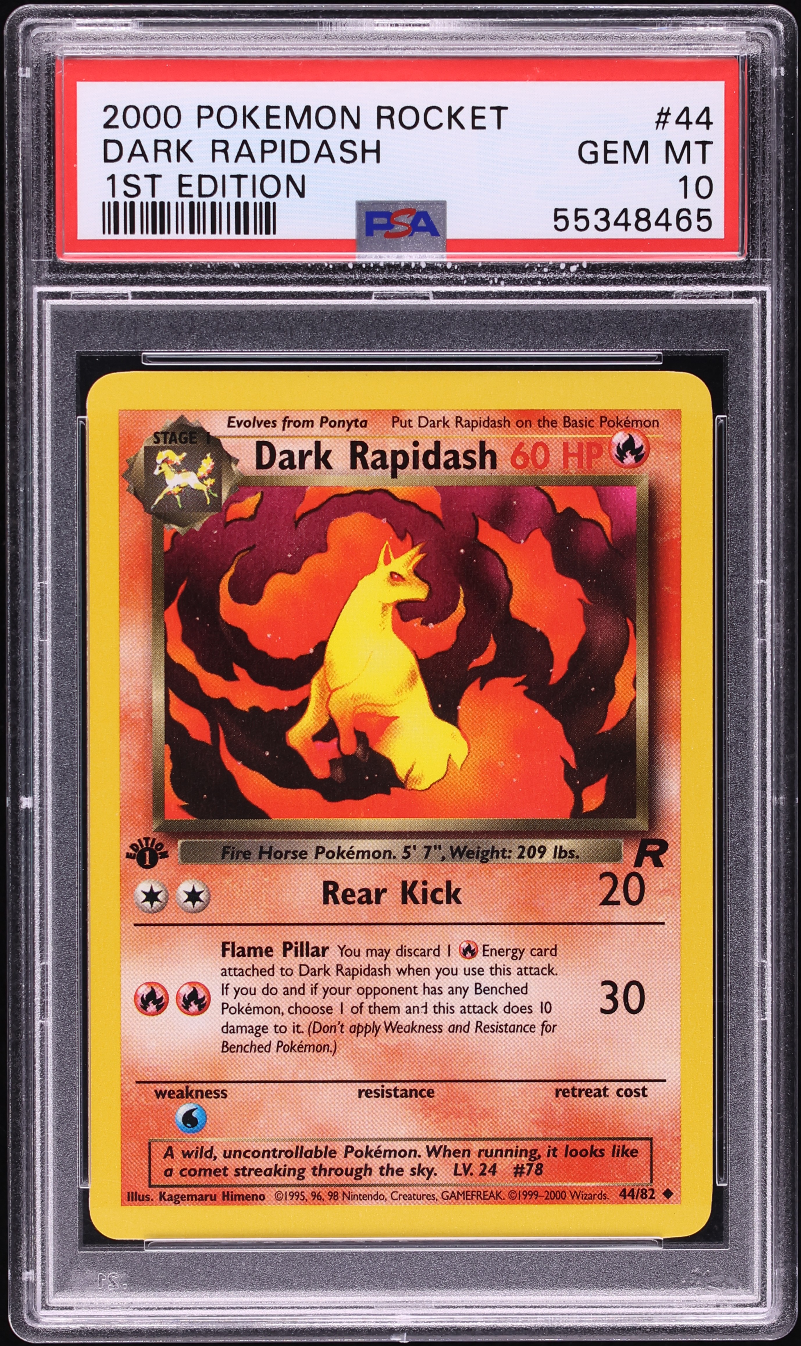 2000 Pokemon Team Rocket 1st Edition Dark Rapidash #44 PSA 10 GEM MINT