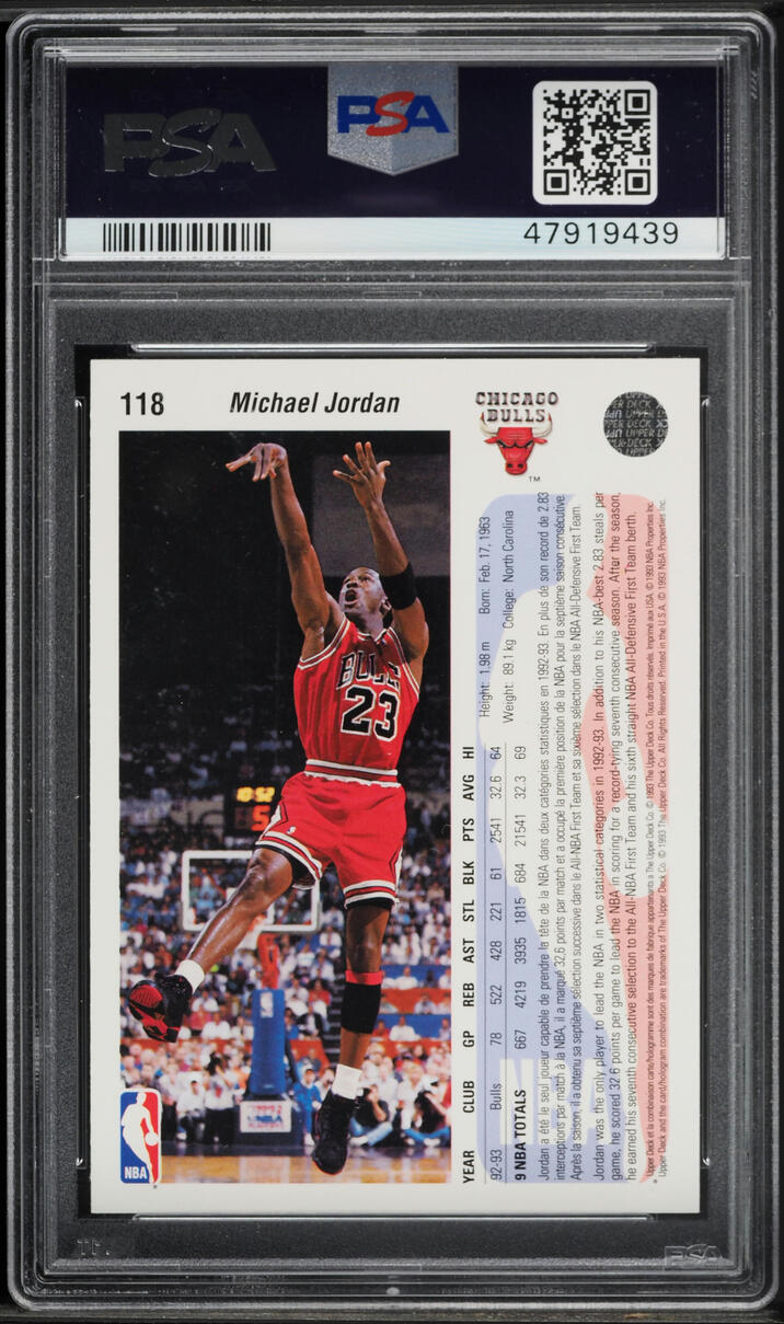 1992 Upper Deck International French Michael Jordan #118 PSA 10 GEM MINT