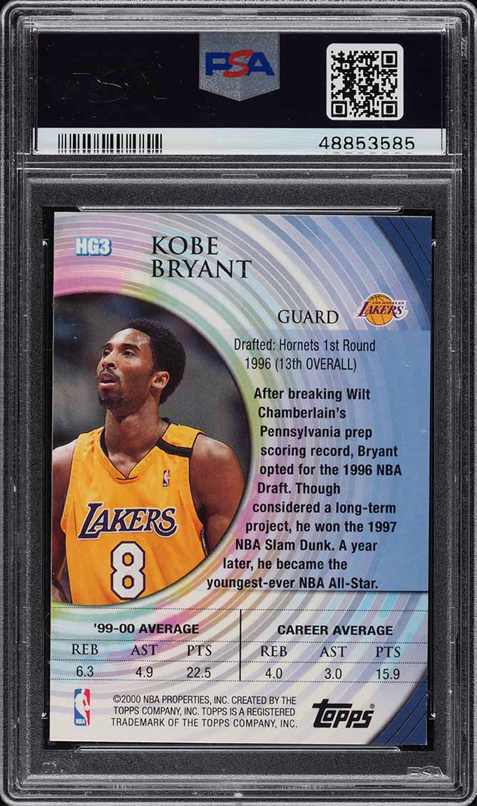 2000 Topps Hidden Gems Kobe Bryant #HG3 PSA 10 GEM MINT - Photo 2