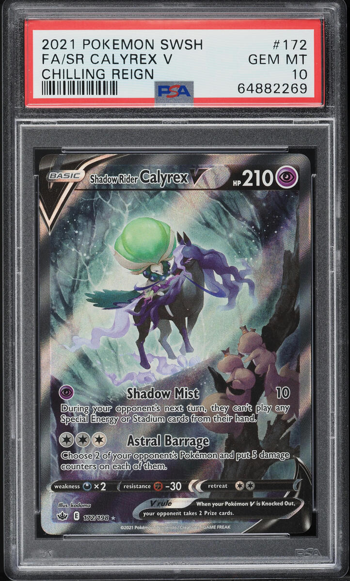 2021 Pokemon SWSH Chilling Reign Full Art Shadow Rider Calyrex V #172 PSA 10 GEM