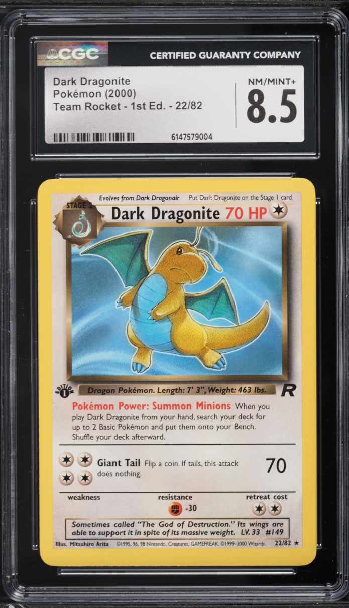 2000 Pokemon Team Rocket 1st Edition Dark Dragonite #22 CGC 8.5 NM-MT+