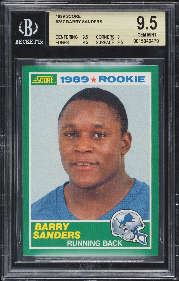 1989 Score Football Barry Sanders ROOKIE #257 BGS 9.5 GEM MINT