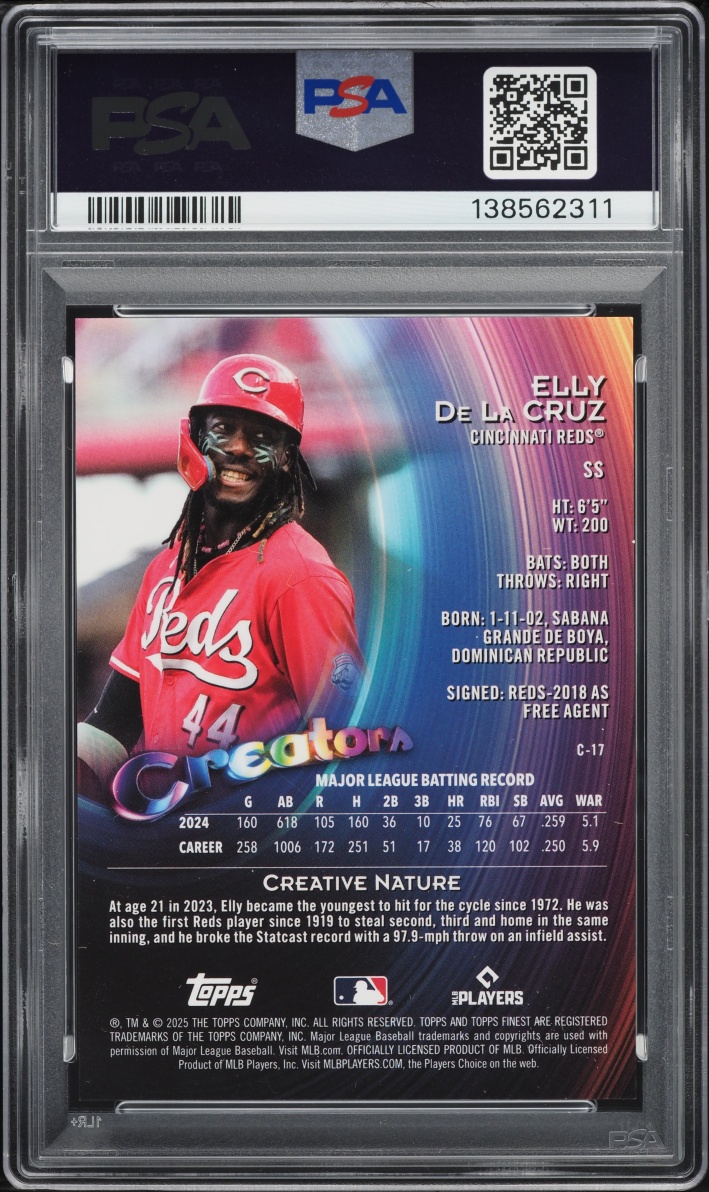 2025 Finest Creators Red Refractor Elly De La Cruz /5 #C-17 PSA 10 GEM MINT