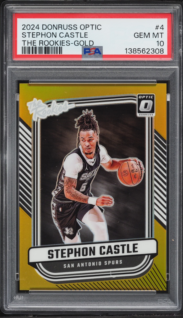 2024 Donruss Optic The Rookies Gold Stephon Castle ROOKIE JERSEY # 5/10 #4 PSA 10 GEM MINT