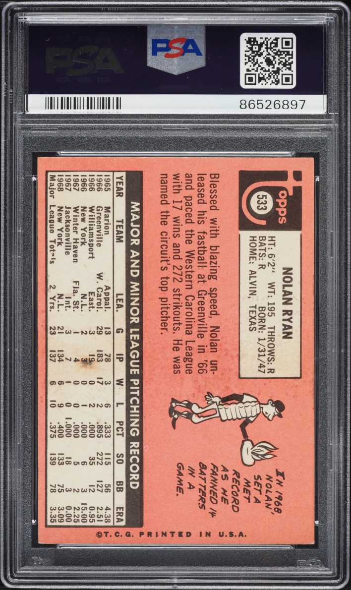 1969 Topps Nolan Ryan #533 PSA 5 EX