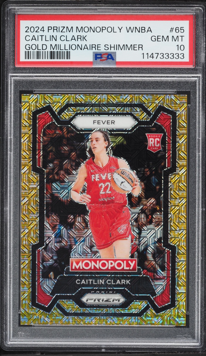 2024 Panini Prizm Monopoly WNBA Gold Millionaire Shimmer Caitlin Clark ROOKIE /500 #65 PSA 10