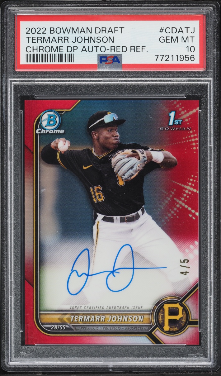 2022 Bowman Chrome Draft Red Refractor Termarr Johnson PROSPECT AUTO /5 #CDA-TJ PSA 10 GEM MINT