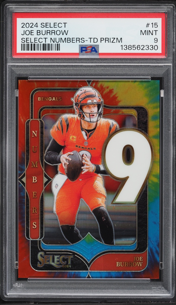 2024 Select Numbers Tie-Dye Prizm Joe Burrow /25 #15 PSA 9 MINT