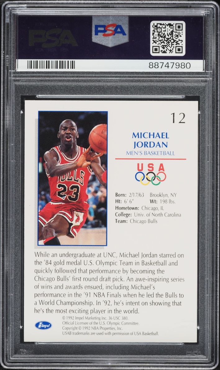 1992 Impel Olympicards Basketball Michael Jordan #12 PSA 9 MINT