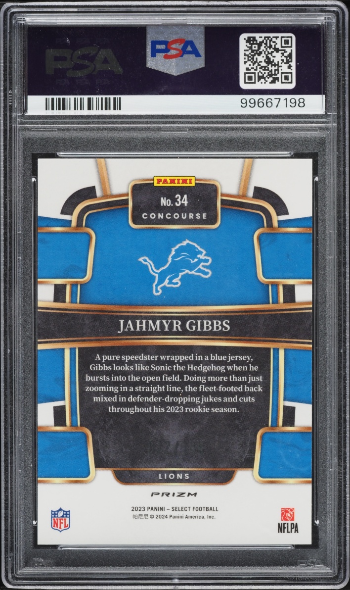 2023 Select Concourse Maroon Prizm Jahmyr Gibbs ROOKIE /175 #34 PSA 10 GEM MINT