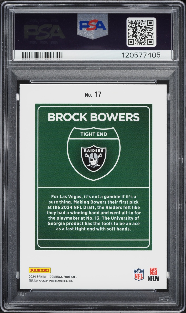 2024 Donruss Downtown Brock Bowers ROOKIE #17 PSA 9 MINT