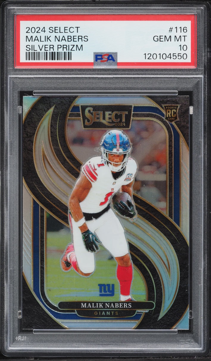 2024 Select Premier Level Silver Prizm Malik Nabers ROOKIE #116 PSA 10 GEM MINT