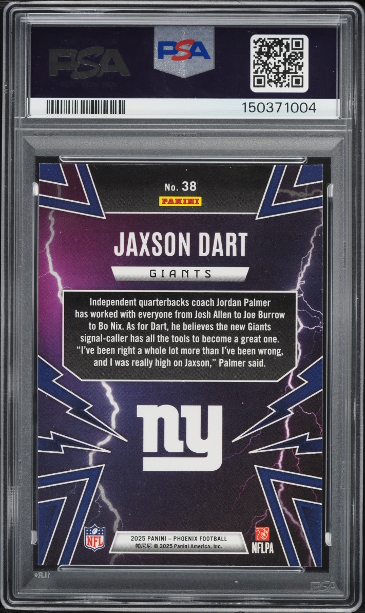2025 Panini Phoenix Thunderbirds Jaxson Dart ROOKIE #38 PSA 10 GEM MINT