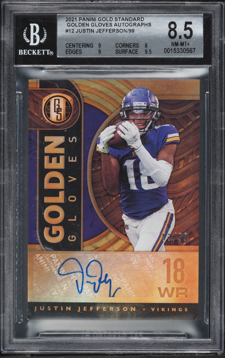 2021 Panini Gold Standard Golden Gloves Justin Jefferson AUTO /99 #GGL-JUJ BGS 8.5 NM-MT+