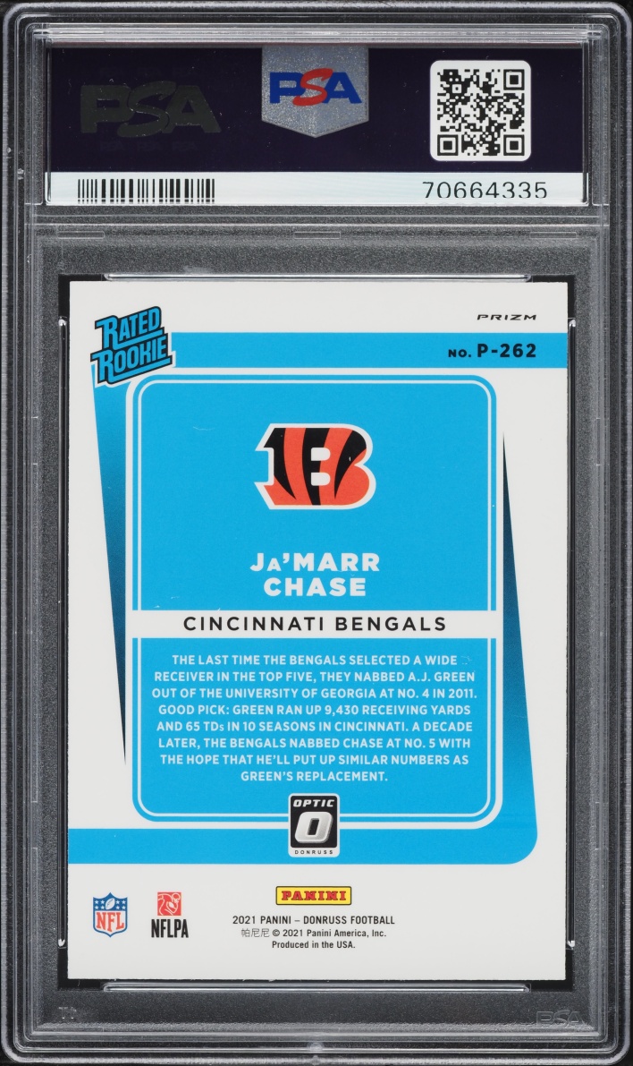 2021 Donruss Optic Preview Pink Ja'Marr Chase ROOKIE #P-262 PSA 10 GEM MINT